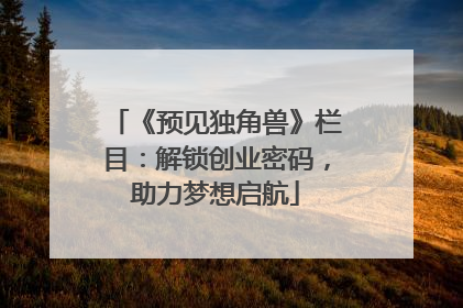 《预见独角兽》栏目：解锁创业密码，助力梦想启航