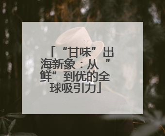 “甘味”出海新象：从“鲜”到优的全球吸引力