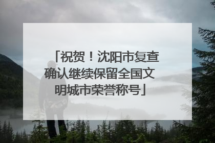 祝贺！沈阳市复查确认继续保留全国文明城市荣誉称号