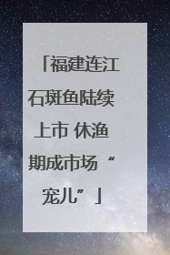 福建连江石斑鱼陆续上市 休渔期成市场“宠儿”