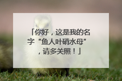 你好，这是我的名字“鱼人叶硝水母”，请多关照！