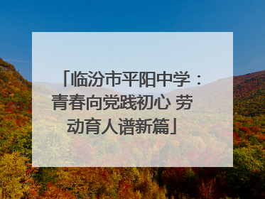 临汾市平阳中学：青春向党践初心 劳动育人谱新篇
