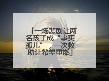 一场悲剧让两名孩子成“事实孤儿”，一次救助让希望重燃