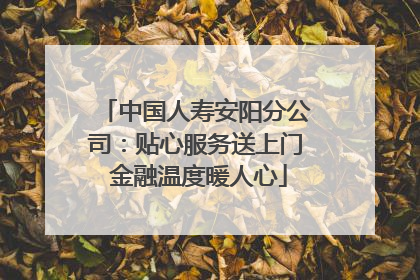 中国人寿安阳分公司：贴心服务送上门 金融温度暖人心