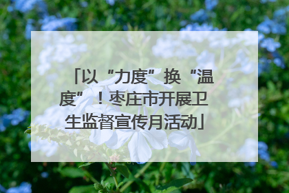 以“力度”换“温度”！枣庄市开展卫生监督宣传月活动