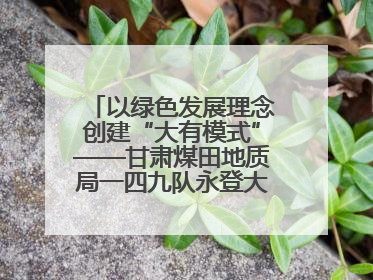 以绿色发展理念创建“大有模式”——甘肃煤田地质局一四九队永登大有煤矿勘探纪实