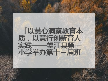 以慧心洞察教育本质，以慧行创新育人实践——望江县第一小学举办第十三届班主任论坛