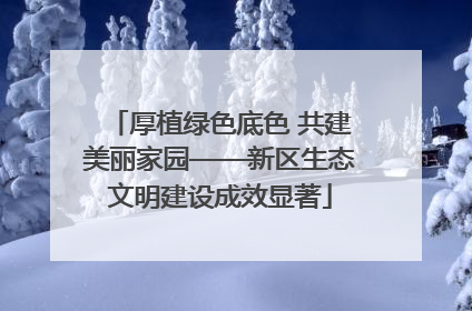 厚植绿色底色 共建美丽家园——新区生态文明建设成效显著