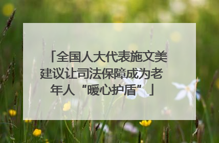 全国人大代表施文美建议让司法保障成为老年人“暖心护盾”