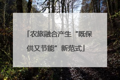 农旅融合产生“既保供又节能”新范式
