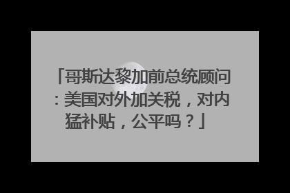 哥斯达黎加前总统顾问：美国对外加关税，对内猛补贴，公平吗？