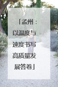 孟州：以温度与速度书写高质量发展答卷