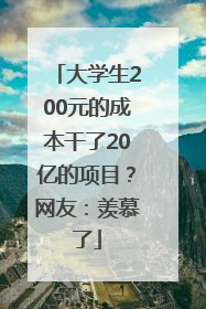 大学生200元的成本干了20亿的项目？网友：羡慕了