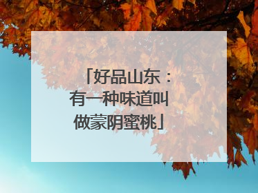 好品山东：有一种味道叫做蒙阴蜜桃