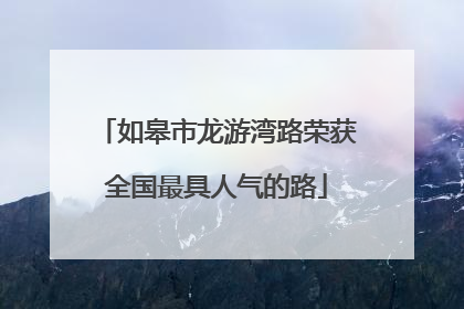 如皋市龙游湾路荣获全国最具人气的路