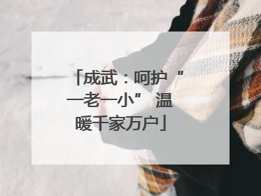 成武：呵护“一老一小” 温暖千家万户