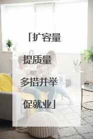 扩容量提质量 多措并举促就业