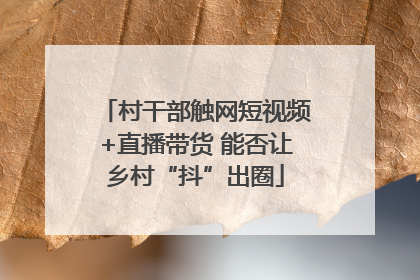 村干部触网短视频+直播带货 能否让乡村“抖”出圈