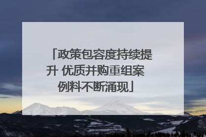 政策包容度持续提升 优质并购重组案例料不断涌现