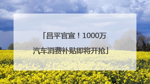 昌平官宣！1000万汽车消费补贴即将开抢