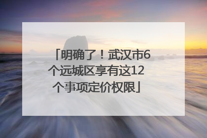 明确了！武汉市6个远城区享有这12个事项定价权限