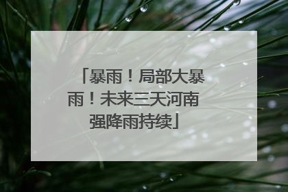 暴雨！局部大暴雨！未来三天河南强降雨持续