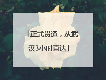 正式贯通，从武汉3小时直达