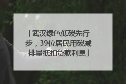 武汉绿色低碳先行一步，39位居民用碳减排量抵扣贷款利息