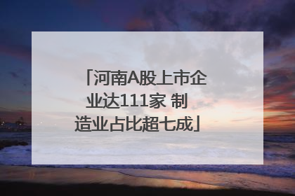 河南A股上市企业达111家 制造业占比超七成