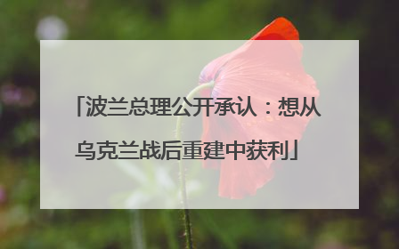 波兰总理公开承认：想从乌克兰战后重建中获利
