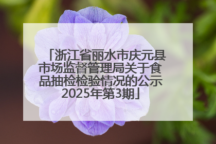 浙江省丽水市庆元县市场监督管理局关于食品抽检检验情况的公示2025年第3期