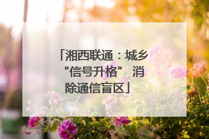 湘西联通：城乡“信号升格” 消除通信盲区