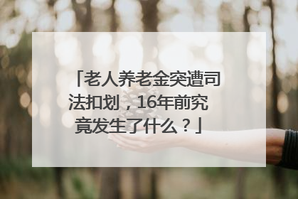 老人养老金突遭司法扣划，16年前究竟发生了什么？