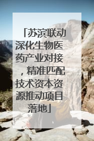 苏滨联动深化生物医药产业对接，精准匹配技术资本资源推动项目落地