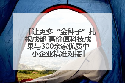 让更多“金种子”扎根成都 高价值科技成果与300余家优质中小企业精准对接