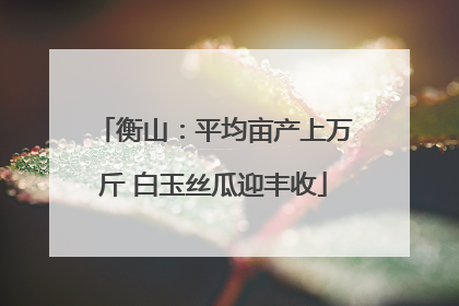 衡山：平均亩产上万斤 白玉丝瓜迎丰收