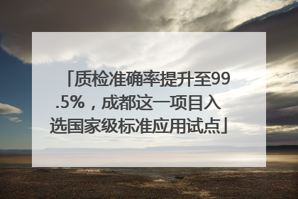 质检准确率提升至99.5%，成都这一项目入选国家级标准应用试点