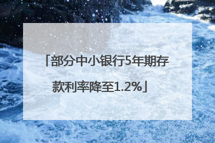 部分中小银行5年期存款利率降至1.2%