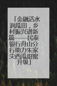 金融活水润瓜田，乡村振兴谱新篇——民泰银行舟山分行助力朱家尖西瓜甜蜜升级