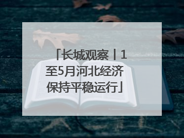 长城观察丨1至5月河北经济保持平稳运行