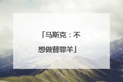 马斯克：不想做替罪羊