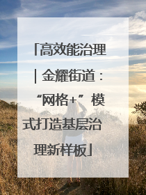 高效能治理｜金耀街道：“网格+”模式打造基层治理新样板