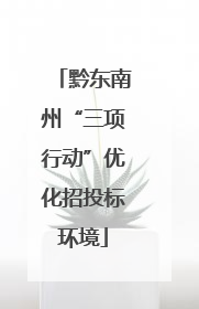 黔东南州“三项行动”优化招投标环境
