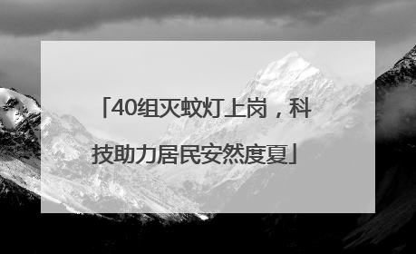 40组灭蚊灯上岗，科技助力居民安然度夏