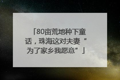 80亩荒地种下童话，珠海这对夫妻“为了家乡我愿意”